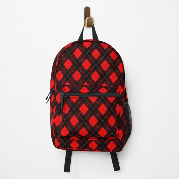 Vista previa del artículo con la obra «Diablo rojo y negro de Halloween Argyle Check Plaid», diseñado y vendido por Creepyhollow.