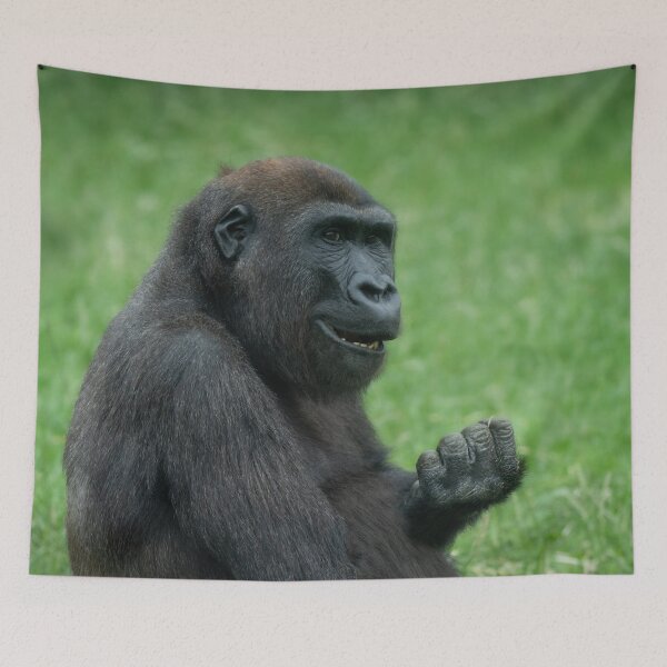 Item preview, Gorilla Lope Sitting In The Green Summer Grass designed and sold by rawshutterbug.