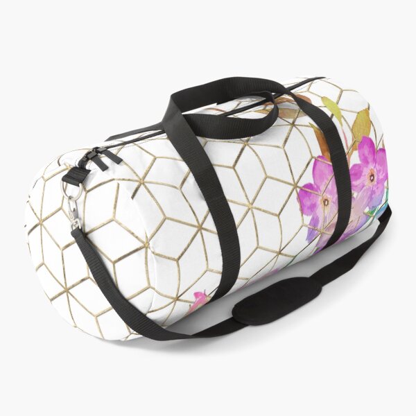 Item preview, Modern watercolor floral and gold geometric cubes designed and sold by InovArtS.