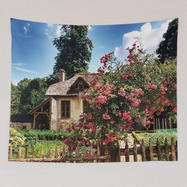 Item preview, Spring House Flowers Garden Floral, house flags spring Postal Card Landscape designed and sold by tinypurpleland.