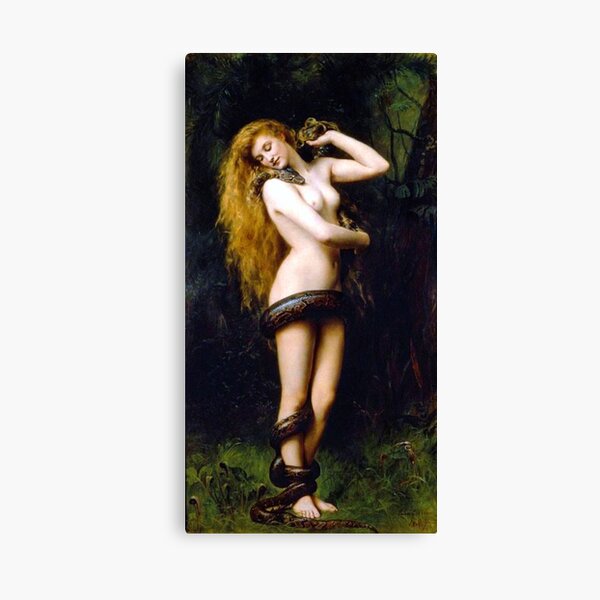 Lilith with the snake - John Collier 1886 Canvas Print