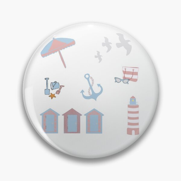 Item preview, Pastel seaside town set pink blue white  designed and sold by MollyJaneArt.