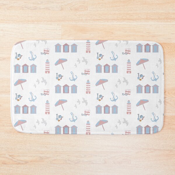 Item preview, Pastel seaside town set pink blue white  designed and sold by MollyJaneArt.