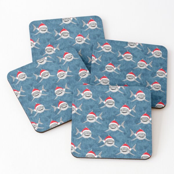 Item preview, Santa Sharks - blue - Christmas shark designed and sold by littlearrow.