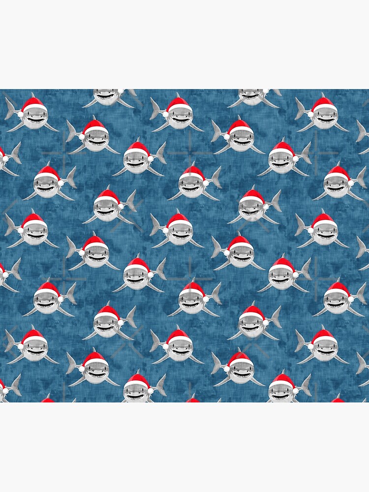 Santa Sharks - blue - Christmas shark by littlearrow