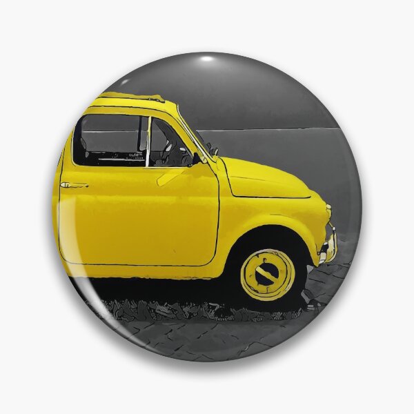 Item preview, A classic Fiat 500 Italian car in yellow and black designed and sold by Retro Futurist.