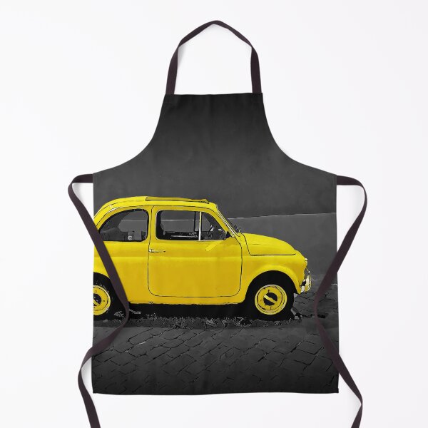 Item preview, A classic Fiat 500 Italian car in yellow and black designed and sold by Retro Futurist.