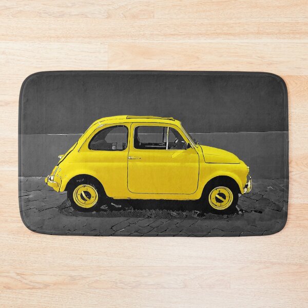 Item preview, A classic Fiat 500 Italian car in yellow and black designed and sold by Retro Futurist.