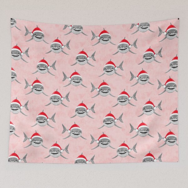 Item preview, Santa Sharks - pink - Christmas shark designed and sold by littlearrow.