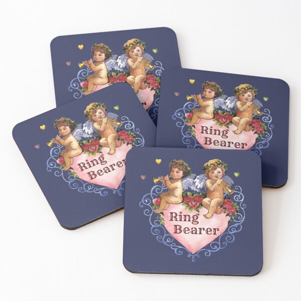 Item preview, Wedding party gift ring bearer angels cherubs heart blue designed and sold by GrammarDance.