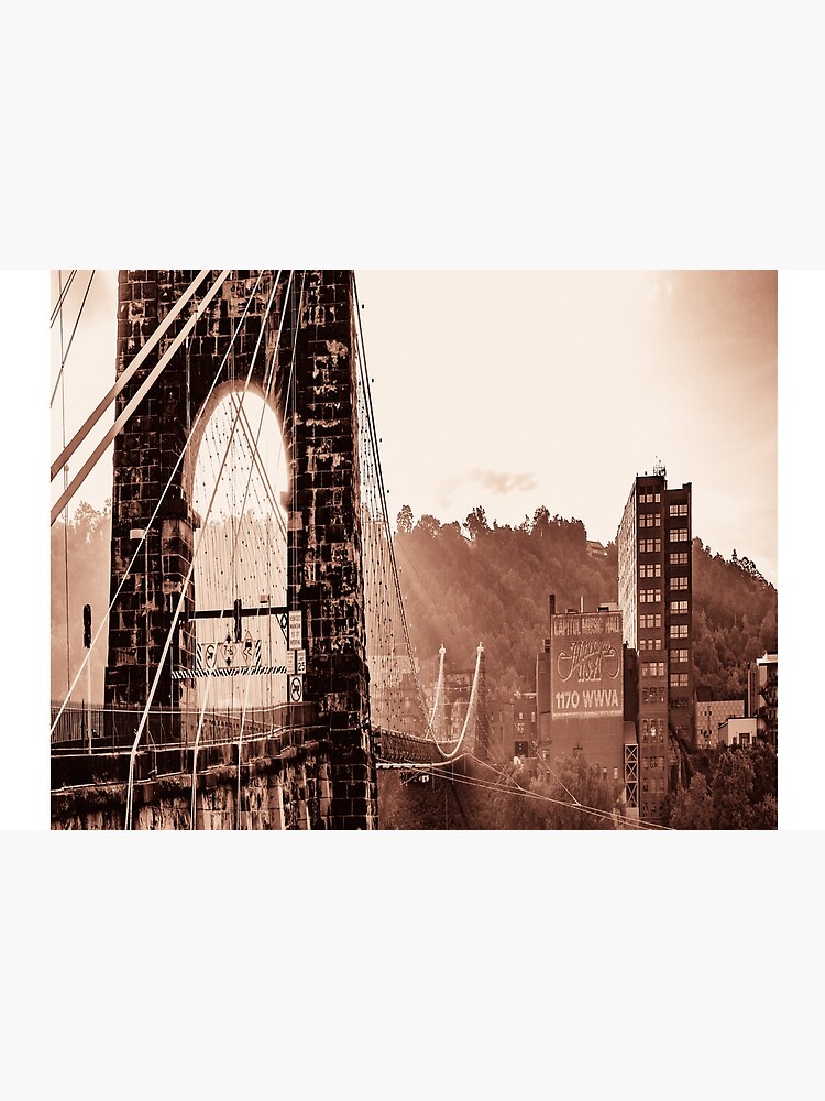 Wheeling Suspension Bridge West Virginia Vintage Photograph by rbaaronmattie