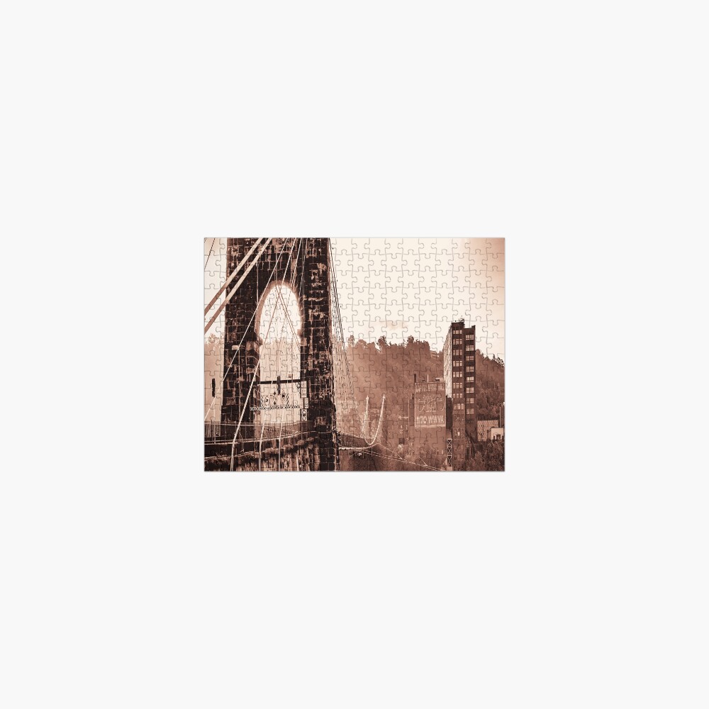 Wheeling Suspension Bridge West Virginia Vintage Photograph Jigsaw Puzzle