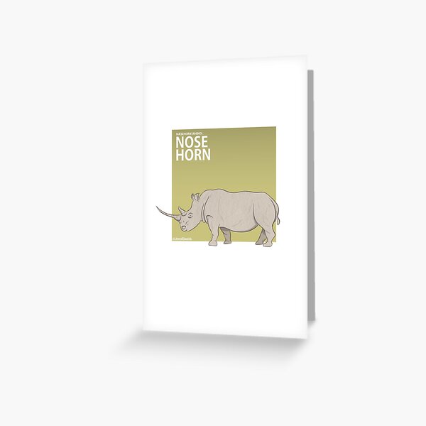 Rhino on green background (Literal Danish) - Nose Horn Greeting Card