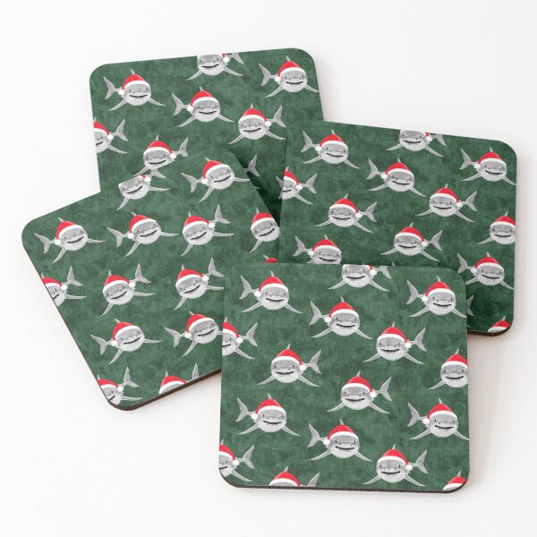 Item preview, Santa Sharks - green - Christmas shark designed and sold by littlearrow.