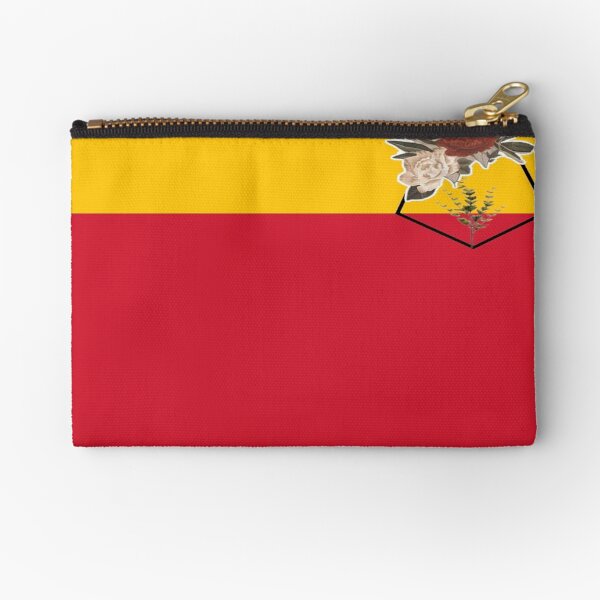 Yellow striped with pocket print of flower Zipper Pouch