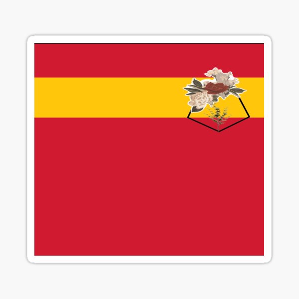 Yellow striped with pocket print of flower Sticker