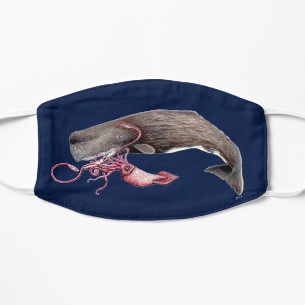 Sperm whale and squid battle Flat Mask