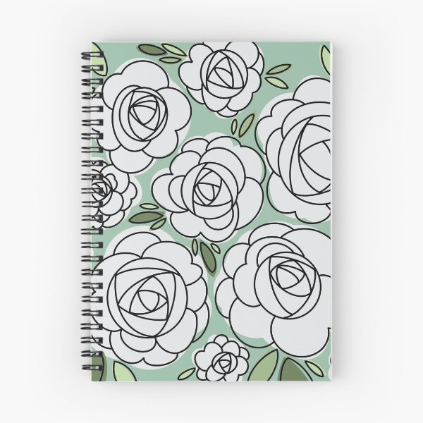 Item preview, Modern White Iceberg Roses - Green background designed and sold by linesbymichelle.