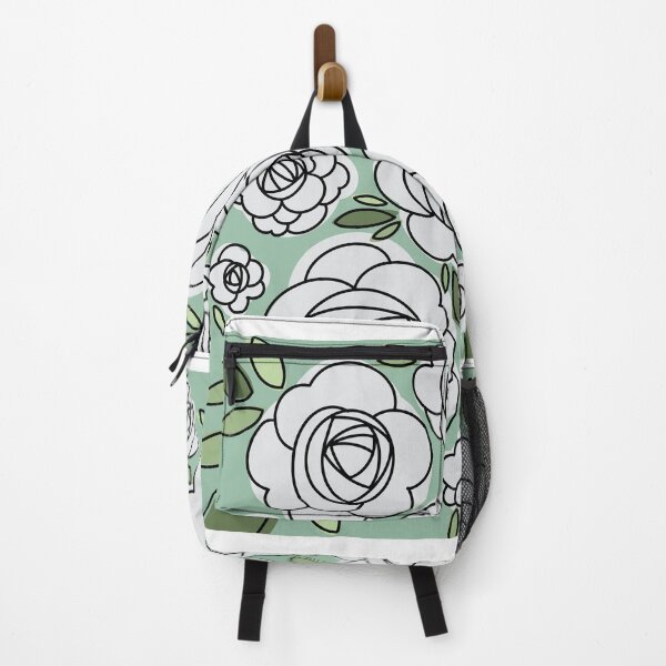 Item preview, Modern White Iceberg Roses - Green background designed and sold by linesbymichelle.