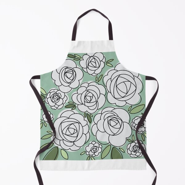 Item preview, Modern White Iceberg Roses - Green background designed and sold by linesbymichelle.