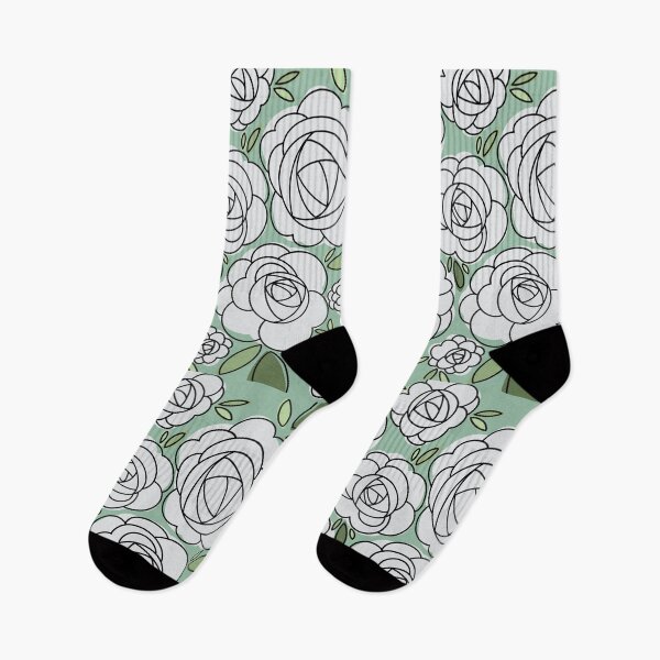 Item preview, Modern White Iceberg Roses - Green background designed and sold by linesbymichelle.