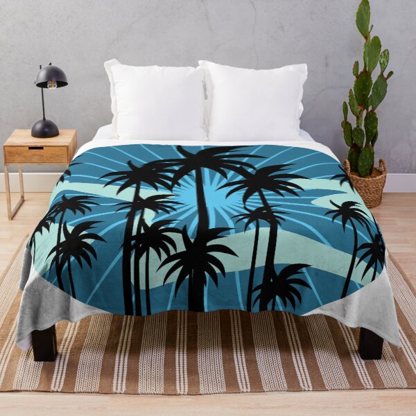 Item preview, Palm tree with beaming blue sun designed and sold by ExploreStore.