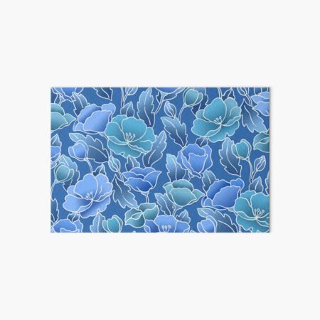 Field of Poppies, Blue Art Board Print