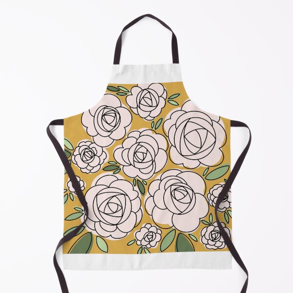 Item preview, Modern White Iceberg Roses - Goldenrod background designed and sold by linesbymichelle.