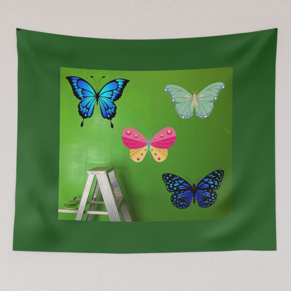 Item preview, Beautiful butterfly on green wall designed and sold by Giree07.