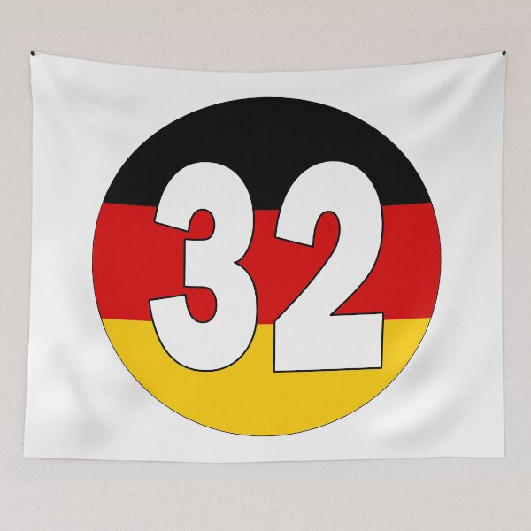 Item preview, Number 32 with Germany flag on the background designed and sold by AllShirts21.