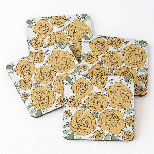 Item preview, Modern Goldenrod Iceberg Roses - grey background designed and sold by linesbymichelle.