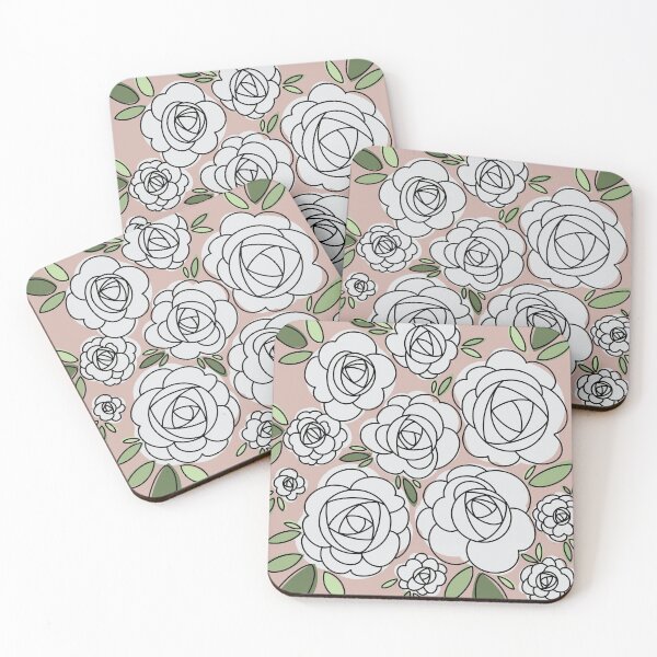 Item preview, Modern White Iceberg Roses - Pink background designed and sold by linesbymichelle.