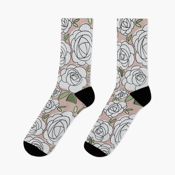Item preview, Modern White Iceberg Roses - Pink background designed and sold by linesbymichelle.