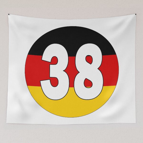 Item preview, Number 38 with Germany flag on the background designed and sold by AllShirts21.