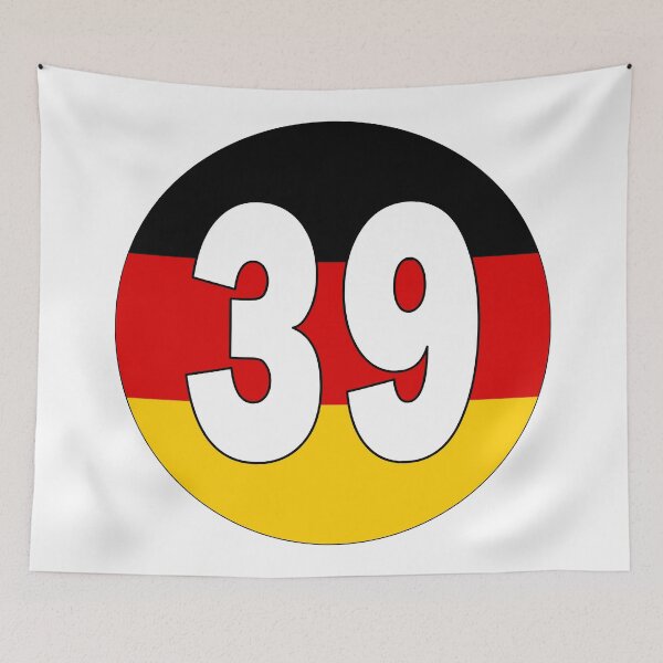 Item preview, Number 39 with Germany flag on the background designed and sold by AllShirts21.