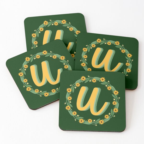 Item preview, U Monogram Sunflower Wreath designed and sold by lulubeeart.