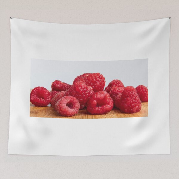 Item preview, Panorama photo of fresh red raspberry fruits designed and sold by krisgreenwood.