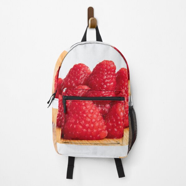 Item preview, Fresh red raspberry fruits stacked on wooden board designed and sold by krisgreenwood.