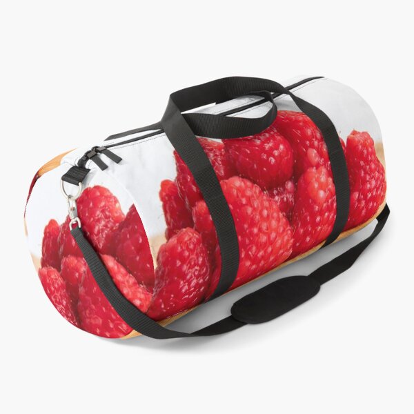 Item preview, Fresh red raspberry fruits stacked on wooden board designed and sold by krisgreenwood.