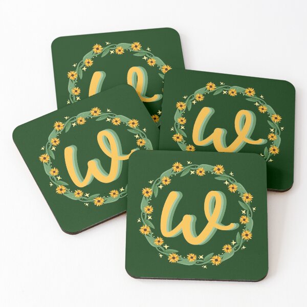 Item preview, W Monogram Sunflower Wreath designed and sold by lulubeeart.