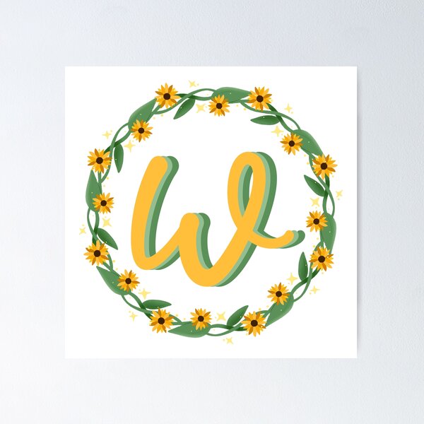 Item preview, W Monogram Sunflower Wreath designed and sold by lulubeeart.