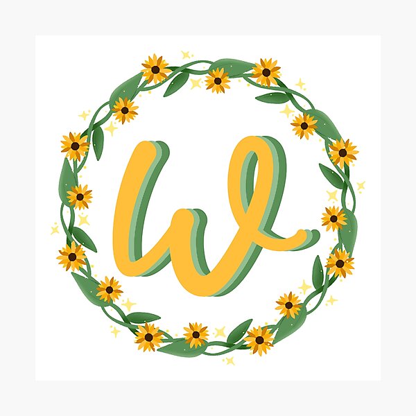 Item preview, W Monogram Sunflower Wreath designed and sold by lulubeeart.