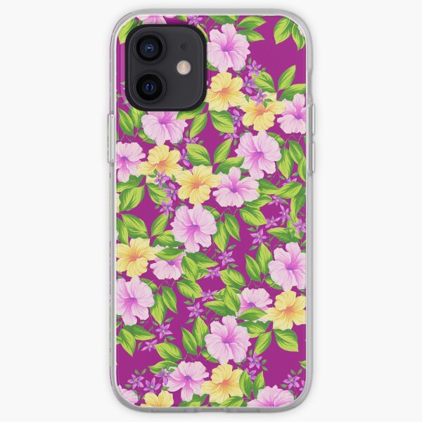 Hibiscus Floral Design in Pinks & Yellows iPhone Soft Case