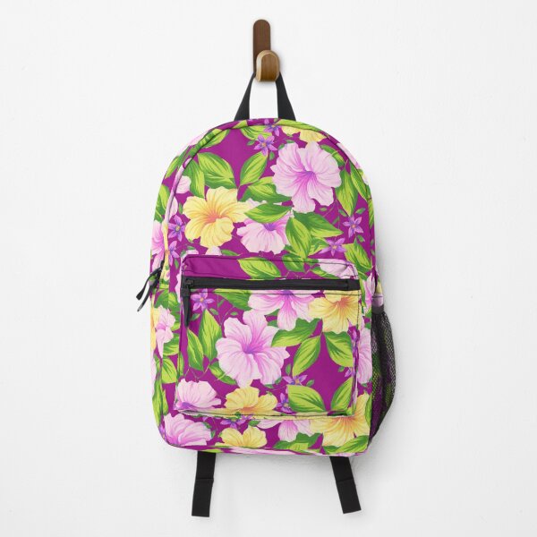 Hibiscus Floral Design in Pinks & Yellows Backpack