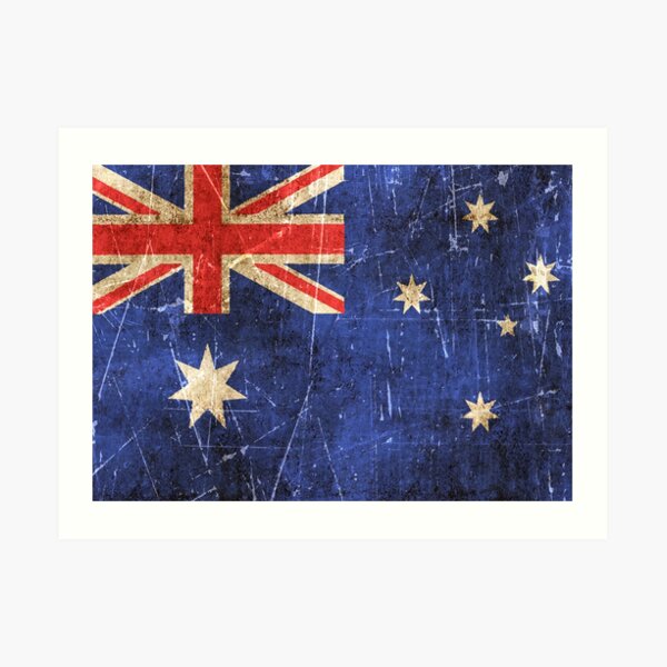 Vintage Aged and Australian Flag" Art Print by JeffBartels |
