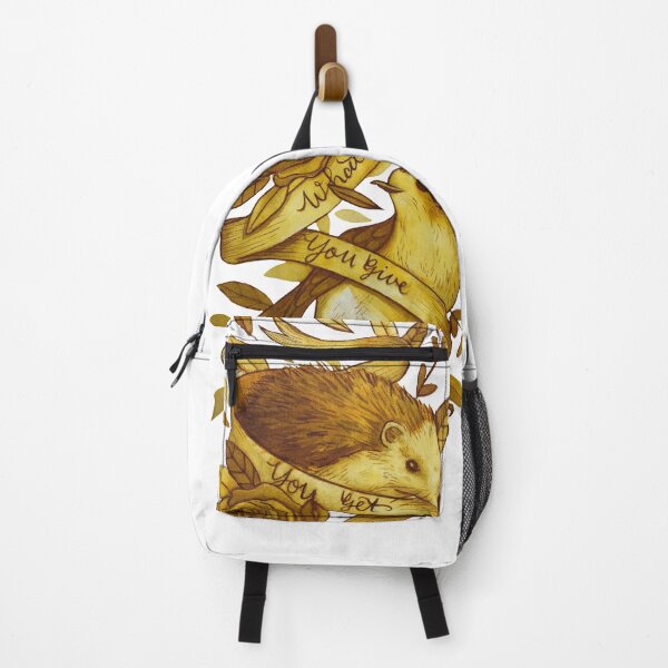 Item preview, Golden Robin bird and Hedgehog, you get what you give botanical illustration designed and sold by Wieskunde.