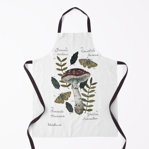 Item preview, Amanita Muscaria with moths and leaves botanical illustration designed and sold by Wieskunde.
