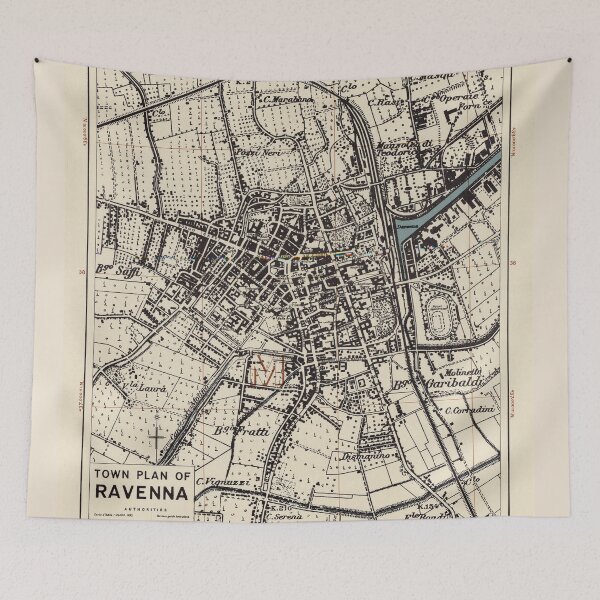 Item preview, Vintage Map of Ravenna Italy (1943) designed and sold by BravuraMedia.