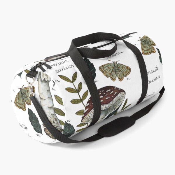Item preview, Amanita Muscaria with moths and leaves botanical illustration designed and sold by Wieskunde.