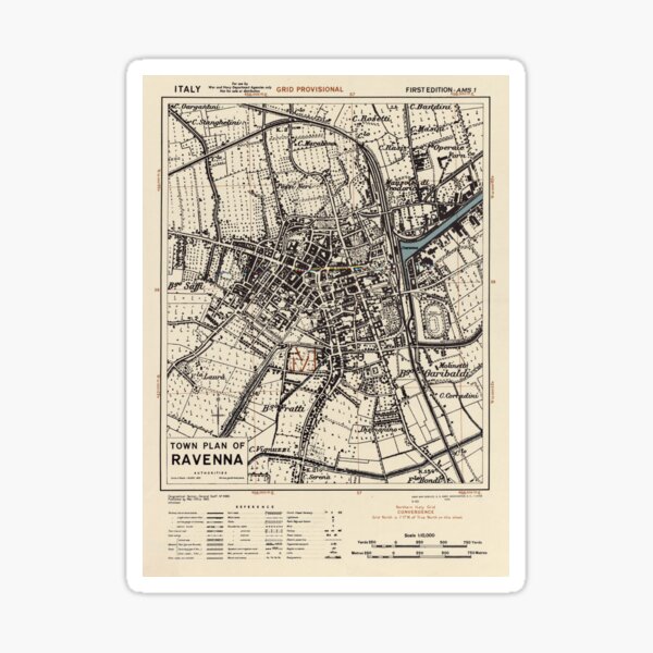 Item preview, Vintage Map of Ravenna Italy (1943) designed and sold by BravuraMedia.
